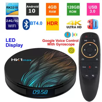 Приставка Смарт-ТВ HK1 MAX, Android 10, 4 ядра, 4 + 128 ГБ, 2,4 ГГц, Wi-Fi
