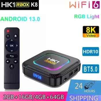 Приставка Смарт-ТВ HK1 RBOX K8 на Android, 2,4 ГГц
