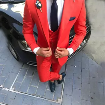 Приталенные свадебные смокинги, мужской костюм на заказ, пиджак с остроконечными лацканами, мужские костюмы из 3 предметов (куртка + брюки + жилет)