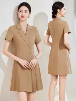 Привлекательный темпераментный деловой костюм и платье для женщин, Новинка весна-лето, деловое платье с поясом и плиссировкой