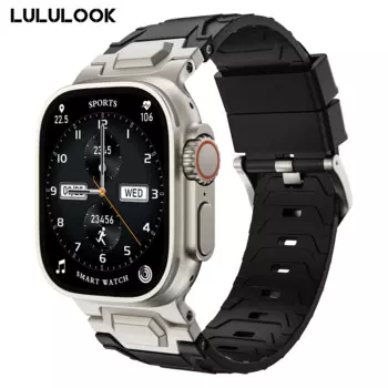 Прочный ремешок LULULOOK FKM для Apple Watch Ultra 2/Ultra/10/9/8/7, ремешок с разъемом из титанового сплава для iWatch 49/46/45/44/42 мм