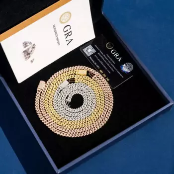 Продажа, браслет из кубинской звеньев с муассанитом, 6 мм