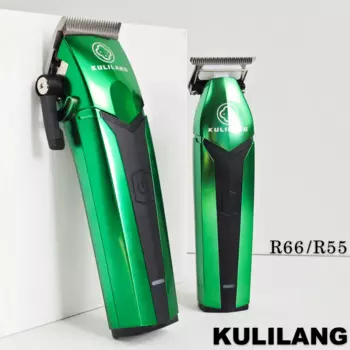 Профессиональная электрическая машинка для стрижки волос KULILANG Madeshow R66 R55, зеленая машинка для стрижки волос, лезвие из металлургической стали, 7200 об/мин, триммер для мужских Барб