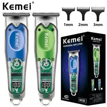 Профессиональная Беспроводная Машинка для стрижки волос Kemei 322 для мужчин, литиевая машинка для стрижки бороды, аккумуляторная