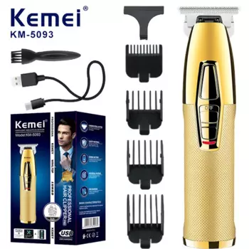 Профессиональная машинка для стрижки волос Kemei, Мужская машинка для бритья, Мощный регулируемый беспроводной триммер с 0 зазорами, машинка для стрижки волос