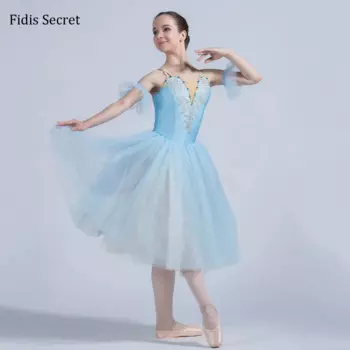 Профессиональная романтичная пачка небесно-голубого цвета, мягкое фатиновое платье балерины для девушек, пышная юбка для женщин, красивый сценический костюм для сна