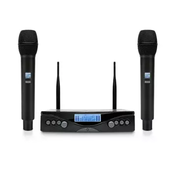 Профессиональный беспроводной микрофон UHF, 2 канала, ручной микрофон, автоматическая регулировка частоты 100 м, подходит для караоке и дома