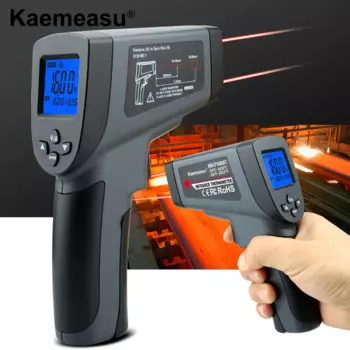 Профессиональный инфракрасный термометр Kaemeasu 50:1 двойной лазерный многофункциональный цифровой промышленный пистолет для измерения высокой температуры