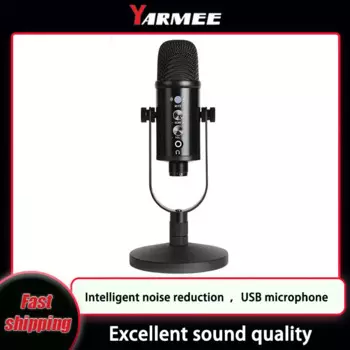 Профессиональный конденсаторный микрофон YARMEE для ПК, ноутбука, запись, игровой микрофон, динамик для iPhone, пения, YouTube, потокового видео
