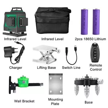 Профессиональный лазерный уровень Yi Long 360° 12 линий зелёный