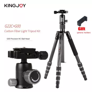 Профессиональный штатив и головка KINGJOY G22C из углеродного волокна для цифровой камеры, портативный штатив для камеры, макс. 143 см