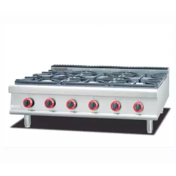 Промышленная кухонная плита из нержавеющей стали Коммерческая настольная газовая плита с 6 конфорками