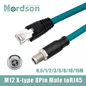 Промышленный Ethernet кабель DIVEDEER 8Pin M12 to RJ45 24AWG 15M