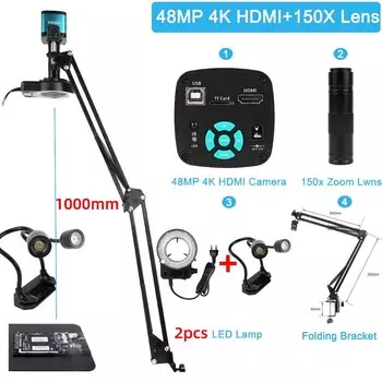 Промышленный видеомикроскоп KUAIQU 48МП HDMI 1-150X zoom