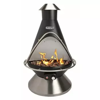 Пропановый обогреватель для костра Chimenea, 40 000 БТЕ, 31 x 31 x 48 дюймов, основание из нержавеющей стали, безопасное отключение пламени, 8 фунтов. Лавовые камни