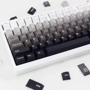 Простая черно-белая градиентная клавиатура с вишневым профилем, 124 клавиши PBT, пятисторонняя термосублимационная механическая клавиатура, клавиши