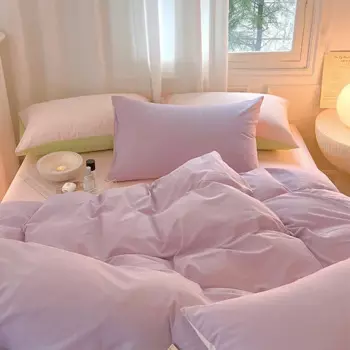 Простой комплект постельного белья Fresh Queen из 100% хлопка, мягкий удобный пододеяльник с простынями, пододеяльник и наволочки, комплекты постельного белья