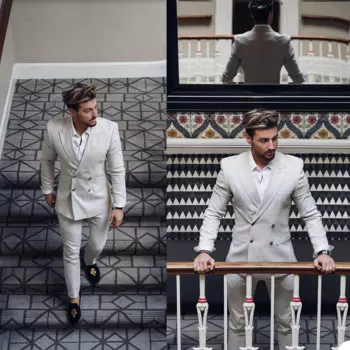 Простой красивый для мужчин, костюм с блейзером Белый двубортный индивидуальный заказ смокинг для мальчиков на каждый день Смарт повседневные официальные деловые костюмы зауженного кроя куртка