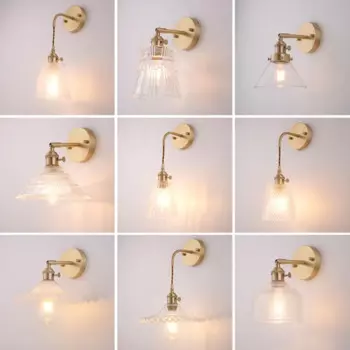 Простой настенный светильник из латуни и прозрачного стекла, Современное креативное украшение для крыльца, спальни, гостиной, светодиодное бра E27, светильник, 110 В, 240 В