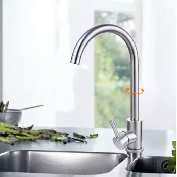 Простой смеситель для раковины из нержавеющей стали с проволокой 304, вращающийся смеситель для кухонной раковины, для бытовой кухни, смеситель для горячей и холодной раковины