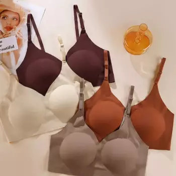 Простой женский бюстгальтер без стальных косточек, регулируемый бюстгальтер с V-образным вырезом, эластичный бюстгальтер с эффектом пуш-ап, тонкий дышащий бюстгальтер с красивой спинкой