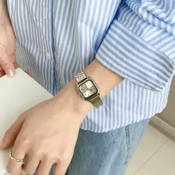 Простые квадратные часы MSTIANQ с холодным ветром, Женский студенческий Джокер с высоким чувством, корейские женские темпераментные часы со стальным ремешком.