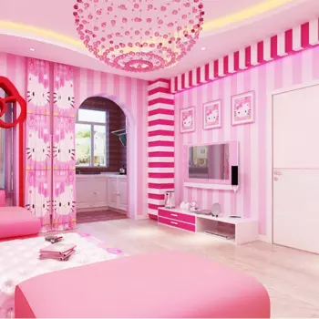 Простые нетканые обои Q QIHANG в Корейском стиле с узором в полоску для девушек в спальне гостиной Мультяшные тематические праздничные Обои 0,53 М * 10 м = м2