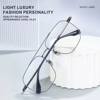 Простые Персонализированные Дизайнерские Большие оправы GENEVIEVE из чистого титана, индивидуальные рецепты, фотохромные очки с защитой от синего фотохрома