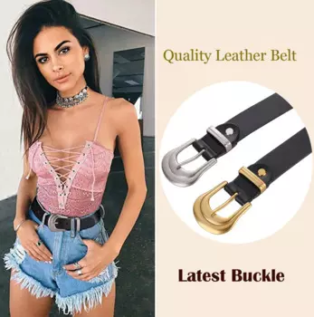 Простые ремни из натуральной кожи в стиле вестерн для женщин, ремень в стиле пастушки, большой ремень с золотой пряжкой, черный кожаный ремень, брюки, джинсовые ремни для женщин
