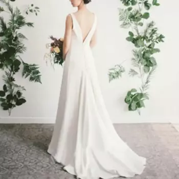 Простые свадебные платья с небольшим шлейфом, новое сексуальное свадебное платье без рукавов и открытой спины, элегантное длинное платье Vestidos De Novia по индивидуальному заказу