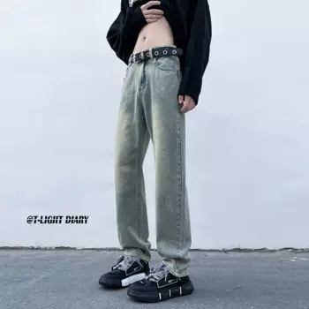 Простые уличные свободные джинсы, мужские повседневные брюки, прямые джинсы, мужские уличные широкие брюки, царапины при стирке