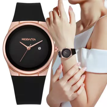 Простые Женские кварцевые часы 2023 с календарем, черные, розовые, золотые, желтые, модные женские наручные часы с силиконовым ремешком
