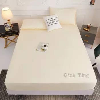 Цельная однотонная простыня для спальни, 100% полиэстеровая резинка вокруг постельного белья, только простыня (за исключением наволочек)