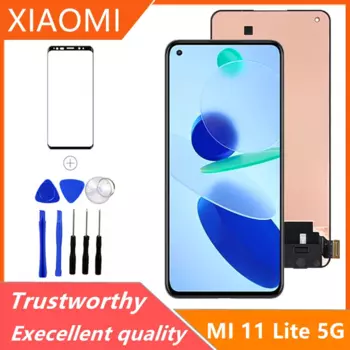 Протестированный дисплей для Xiaomi Mi 11 Lite, ЖК-дисплей с сенсорным экраном и дигитайзером для Xiaomi Mi11 Lite, детали для ремонта дисплея