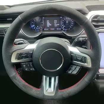 Противоскользящая замшевая Оплетка на Автомобильный руль чехол подходит для Ford Mustang 2015 2016 2017 2018 2019 2020 аксессуары для автомобильного интерьера