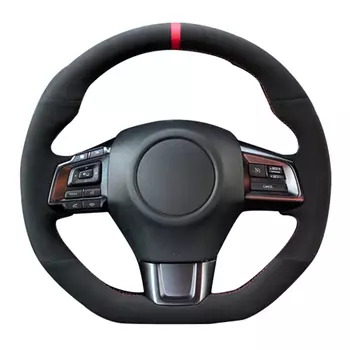 Противоскользящий черный замшевый чехол на руль автомобиля из натуральной кожи для Subaru WRX (STI) Levorg 2015, 2016, 2017, 2018, 2019, 2020 2021