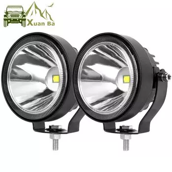 противотуманные фары, 4-дюймовый светодиодный рабочий светильник 12В 24В 4х4 внедорожный для мотоцикла, автомобиля, ATV, гонки, грязи, велосипеда, пикапа, грузовика, лодки, прицепа, Круглый противотуманный светильник s