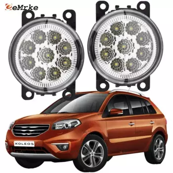 Противотуманные фары EEMRKE, 2 шт., 9 светодиодов для Renault Koleos I / Samsung QM5 H45 2012 2013 2014 2015 H11 12 В, противотуманные фары для автомобиля PTF