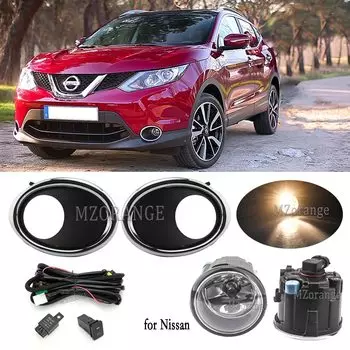 Противотуманные фары, светодиодные противотуманные фары для Nissan QASHQAI J11 ROGUE 2015 2016 2017, автомобильный передний бампер, хромированная крышка противотуманной фары, гриль, рамка
