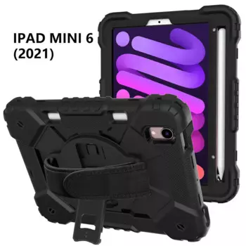 Противоударный чехол для iPad mini 6 8,3 2021 mini 6 iPad mini 6, защитный чехол-подставка с поворотом на 360 градусов и ремешком на руку