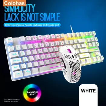 Проводная клавиатура и мышь с RGB-подсветкой, набор для ноутбука, ПК, игровой компьютер, USB Проводная Механическая игровая клавиатура, мышь