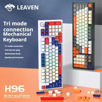 Проводная Водонепроницаемая механическая клавиатура с 96 клавишами, 2,4 ГГц, Bluetooth 5,0