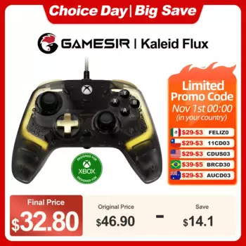 Проводной геймпад Gamesir Kaleid FLUX Xbox для XBOX Series S X ONE PC Steam с эффектом холла, Джойстики, аналоговые триггеры RGB