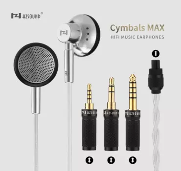Проводные наушники Hzsound Cymbals Max 15,4 мм, блок драйвера High Puriyt Oxygeb-free, медные + посеребренные провода OFC, Hifi наушники kz