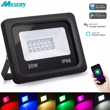 Прожектор заливающего света с Wi-Fi, 20 Вт, светодиодный, многоцветный, RGB, водонепроницаемый, IP65, 200 Вт, эквивалент внутреннего и наружного освещения, прожектор для вечеринки