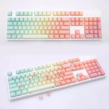 Прозрачная клавиатура POM Jelly, набор 104 клавиш, поддержка подсветки, OEM профиль, радуга, для механической клавиатуры MX
