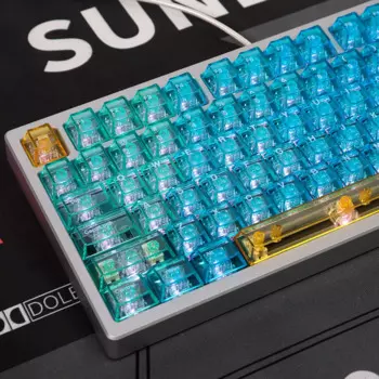 Прозрачная клавиатура с гавайской пляжной тематикой, материал ПК, 156 клавиш, градиентные игровые клавиши с голубым вишневым профилем для механической клавиатуры