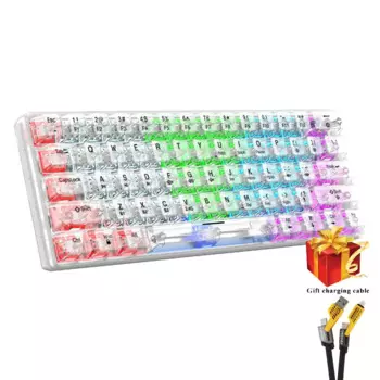 Прозрачная механическая клавиатура Luxmoc K30Pro, трехрежимная клавиатура с белыми осями, с горячей заменой, с прозрачным корпусом, игровая клавиатура с RGB Подсветкой