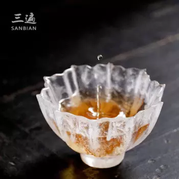 Прозрачная стеклянная чайная чашка Ice Cube, стеклянная чашка для чая с лотосом, большая чашка для чая ручной работы с холодным обжарением, стаканчик для чая