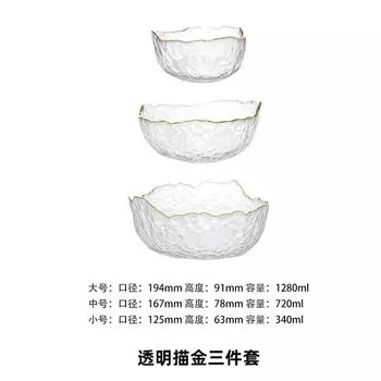 Прозрачная стеклянная миска с золотой оправой